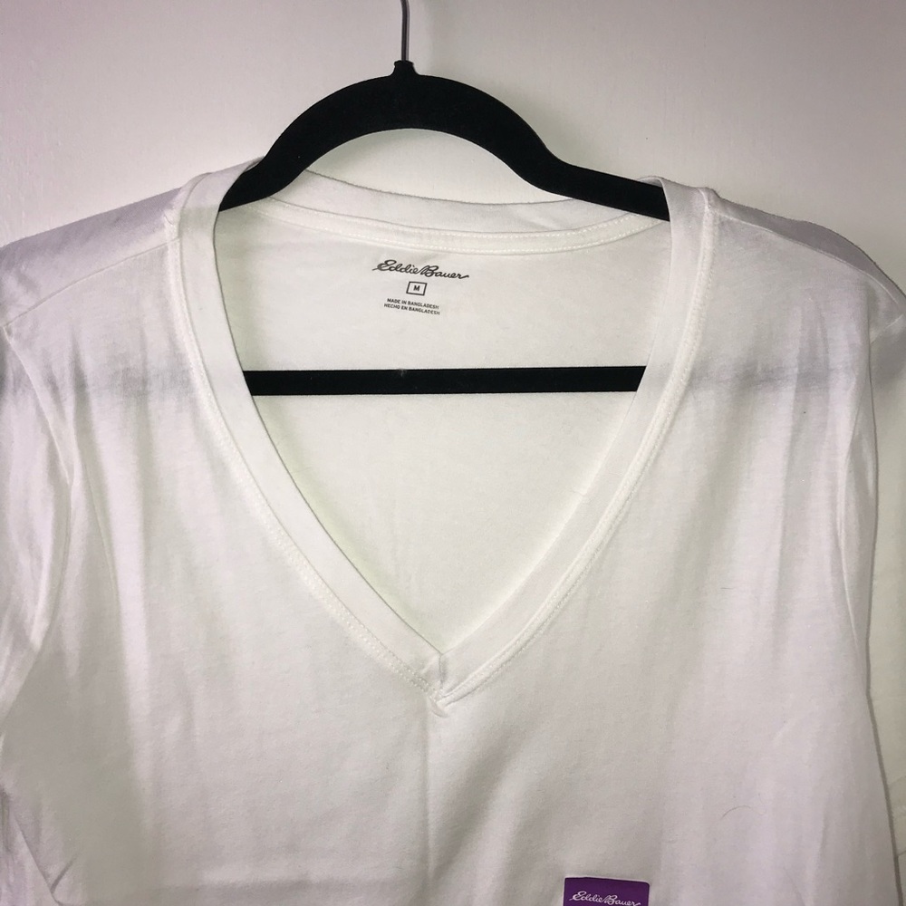 Eddie Bauer Women’s V-Neck T-Shirt White Size M NWOT - Picture 5 of 8